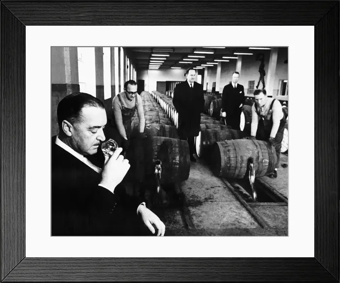 Framed Print : Whisky blending room at Johnnie Walkers in Kilmarnock In the foreground is George