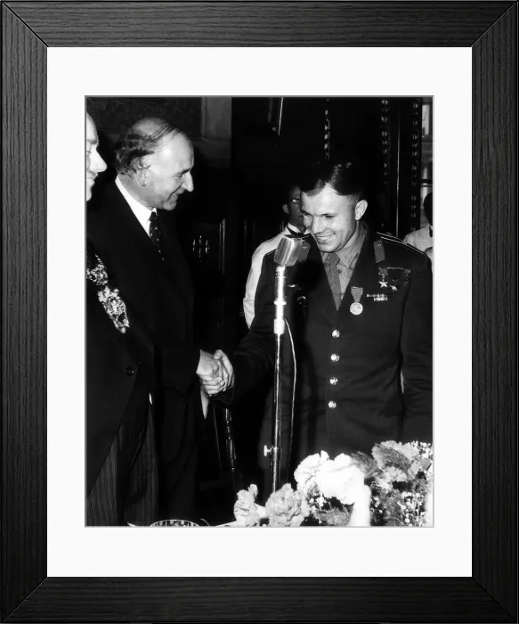 Framed Print : Russian cosmonaut Yuri Alekseyevich Gagarin (the first man in space Framed Print : Russian cosmonaut Yuri Alekseyevich Gagarin (the first man in space