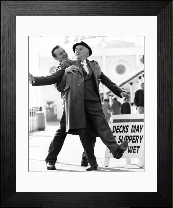 Framed Print : George Cole Actor in scene with co star Gary Webster in scene from television programme Framed Print : George Cole Actor in scene with co star Gary Webster in scene from television programme