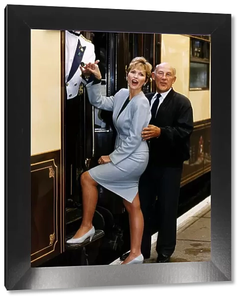 Stirling Moss Former Racing Driver with Actress Fiona Fullerton launch The Orient Express