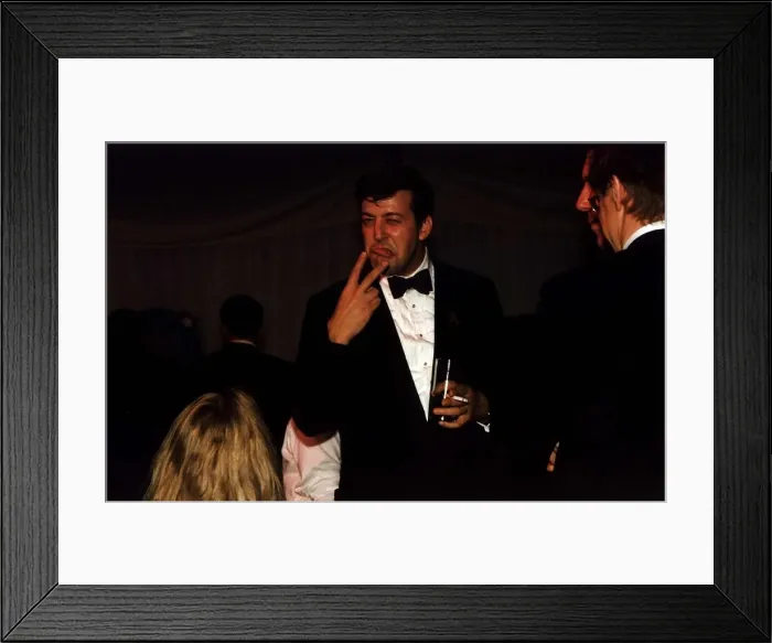 Framed Print : Stephen Fry Actor at the 101 dalmatians film premiere party Framed Print : Stephen Fry Actor at the 101 dalmatians film premiere party