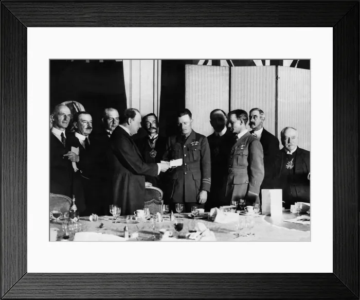 Framed Print : Winston Churchill June 1919 presents Captain John Alcock Framed Print : Winston Churchill June 1919 presents Captain John Alcock