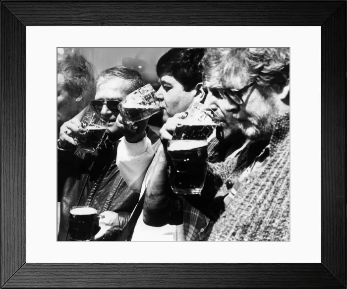 Framed Print : Icelandic trawler crew celebrate end of alcohol ban 1988 Framed Print : Icelandic trawler crew celebrate end of alcohol ban 1988