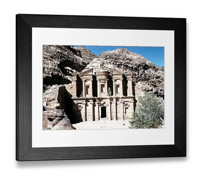 Framed Print : Facade of the Deir or Monastery temple in the ruins of Petra Southern Jordan Palestine Framed Print : Facade of the Deir or Monastery temple in the ruins of Petra Southern Jordan Palestine