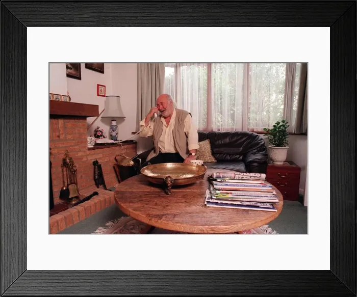 Framed Print : Bill Maynard Actor relaxing at home 1995 Framed Print : Bill Maynard Actor relaxing at home 1995