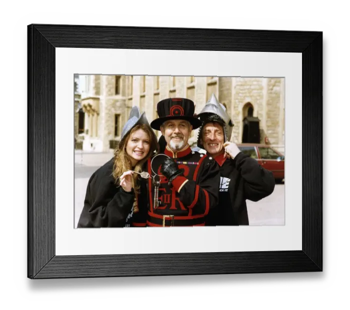 Framed Print : Eric Mayo actor with tv presenter Caron Keating at a celebrity lunch at the Tower of Framed Print : Eric Mayo actor with tv presenter Caron Keating at a celebrity lunch at the Tower of