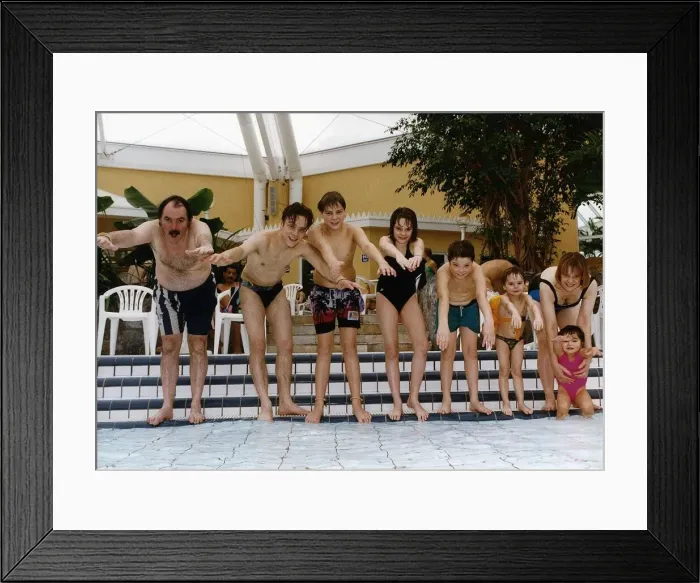 Framed Print : Kevin Lloyd Actor with family in swimming pool Framed Print : Kevin Lloyd Actor with family in swimming pool