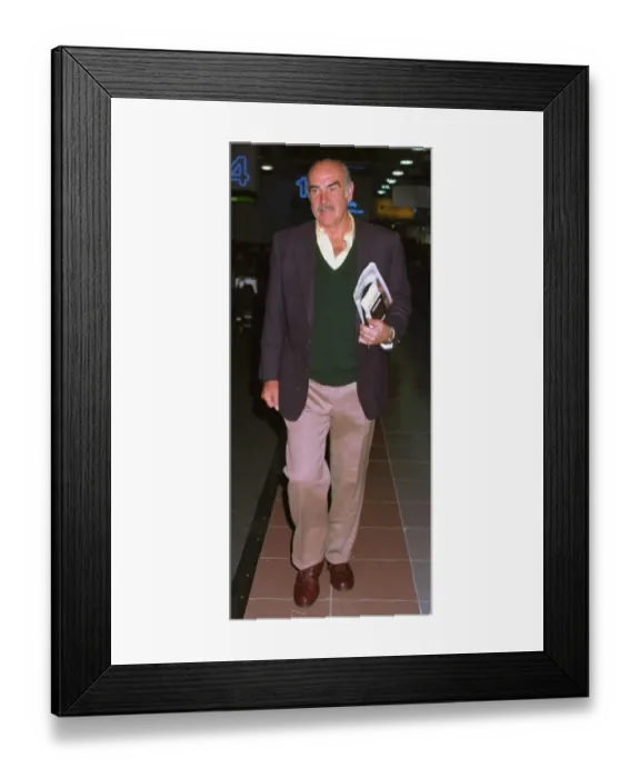 Framed Print : Sean Connery Actor leaving Heathrow on Concorde for New York where he is having talks