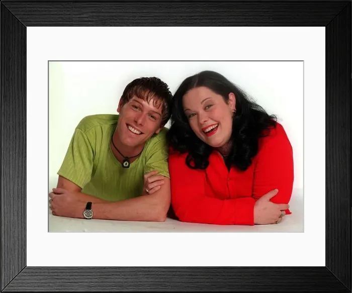 Framed Print : Actress Lisa Riley with best friend Darren Gray 1996 Framed Print : Actress Lisa Riley with best friend Darren Gray 1996