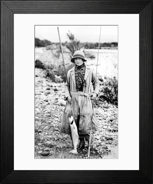 Framed Print : Queen Mother salmon fishing circa 1923 Framed Print : Queen Mother salmon fishing circa 1923