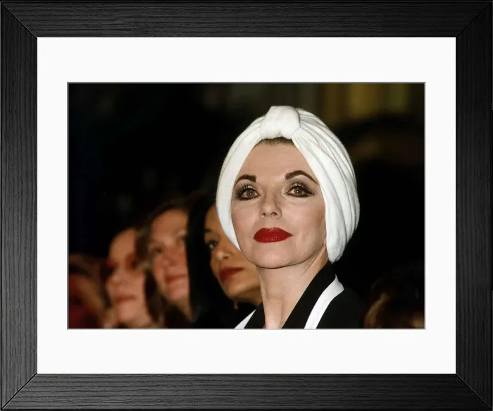 Framed Print : Joan Collins Actress at the norman hartnell fashion show in london Framed Print : Joan Collins Actress at the norman hartnell fashion show in london