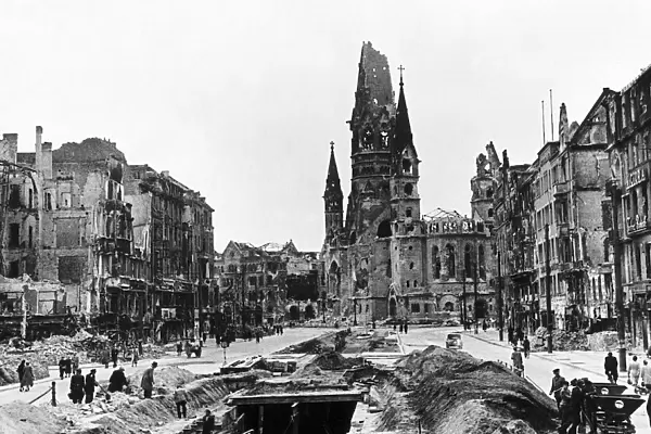 The Kaiser-Wilhelm-Gedachtniskirche church and surrounding buildings in Berlin Germany
