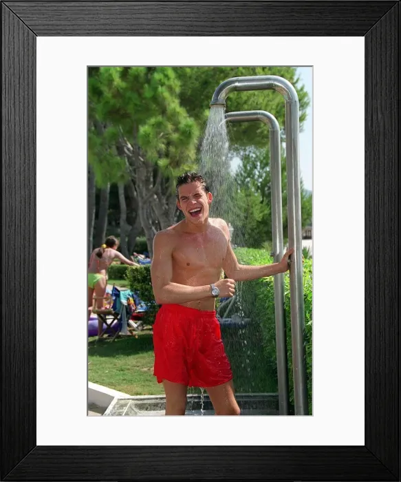 Framed Print : Sean Maguire Actor and pop singer has a shower Framed Print : Sean Maguire Actor and pop singer has a shower