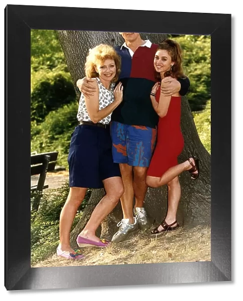 Beth Buchanan actress right in red dress with Jim Dale actor and Shaunna O