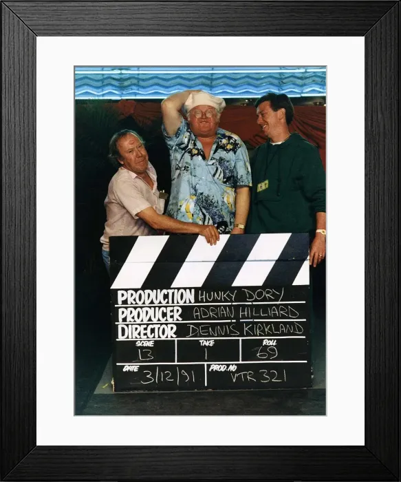 Framed Print : Benny Hill Actor Comedian With Producer Adrian Hilliard And Director Dennis Kirkland Framed Print : Benny Hill Actor Comedian With Producer Adrian Hilliard And Director Dennis Kirkland