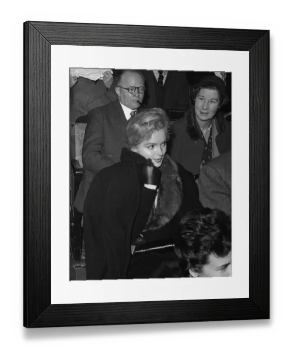 Framed Print : Actress Marilyn Monroe attends a discussion at Royal Court Theatre November 1956