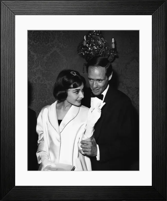 Framed Print : Actors Audrey Hepburn and Mel Ferrer at the Plaza for the premiere of the film War Framed Print : Actors Audrey Hepburn and Mel Ferrer at the Plaza for the premiere of the film War