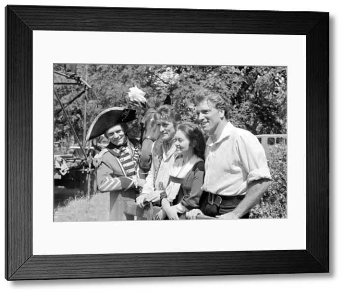 Framed Print : Burt Lancaster with Janette Scott and other actor colleagues during the filming of Framed Print : Burt Lancaster with Janette Scott and other actor colleagues during the filming of