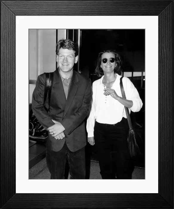 Framed Print : Kenneth Branagh Actor and actress wife Emma Thompson leave Heathrow Airport to fly to Los