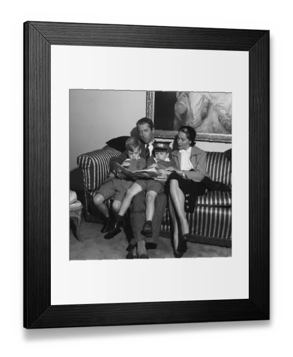 Framed Print : Actor James Stewart arrives in England with his wife and family August 1950 Framed Print : Actor James Stewart arrives in England with his wife and family August 1950