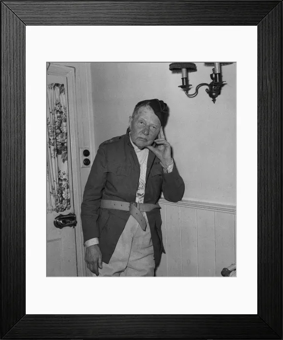 Framed Print : Actor A E Matthews wearing army uniform leans his head onto his fingers Framed Print : Actor A E Matthews wearing army uniform leans his head onto his fingers