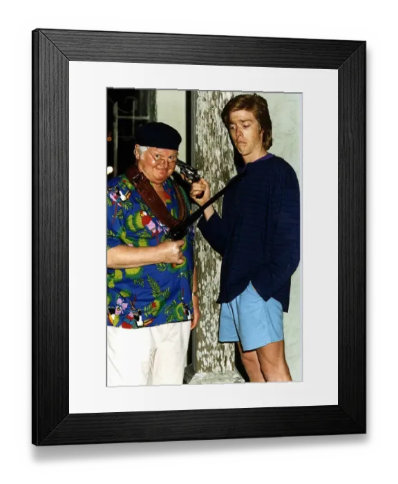 Framed Print : Benny Hill Actor Comedian With Kyle Eastwood Son Of Clint Eastwood In One Of His Comic