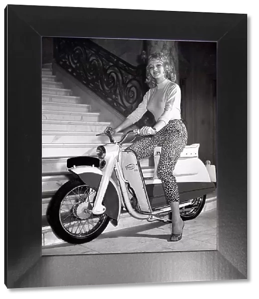 Motor. 65cc 4 stroke bike which costs £98. 18s. 6d Actress Vanda Hudson