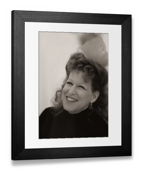 Framed Print : American singer and actress Bette Midler in London on promotional tour. December 1987