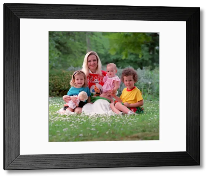 Framed Print : Pamela Stephenson May 1989, actress, comedian and mother, pictured with children Framed Print : Pamela Stephenson May 1989, actress, comedian and mother, pictured with children
