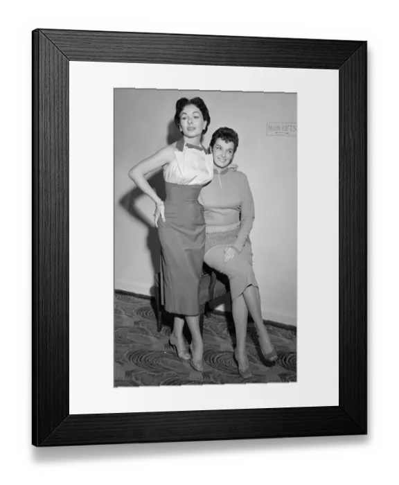 Framed Print : Jane Russell actress with Jean Craine November 1954 Framed Print : Jane Russell actress with Jean Craine November 1954