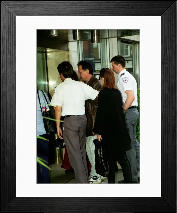 Framed Print : Rik Myall Actor  /  Comedian April98 Walking unsteadily into a london hospital