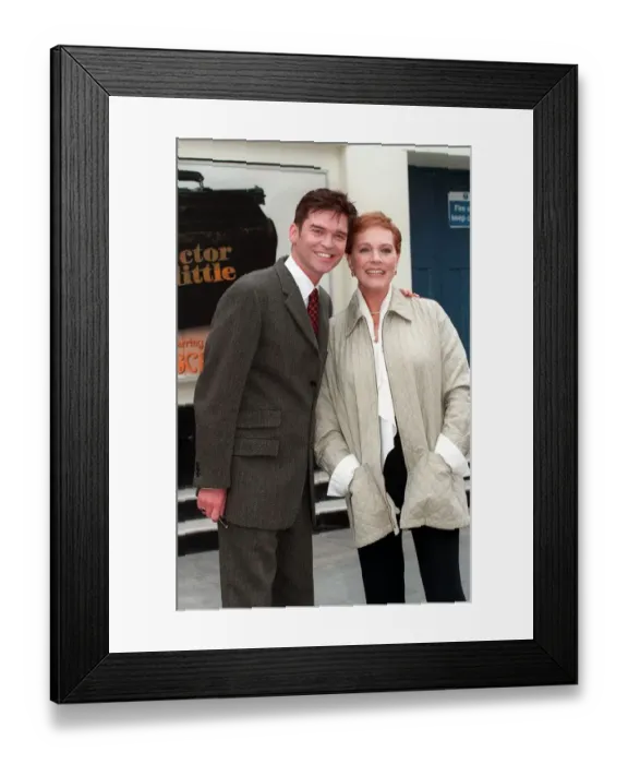 Framed Print : Phillip Schofield television presenter and actor June 1998 with Julie Andrews at a photo Framed Print : Phillip Schofield television presenter and actor June 1998 with Julie Andrews at a photo