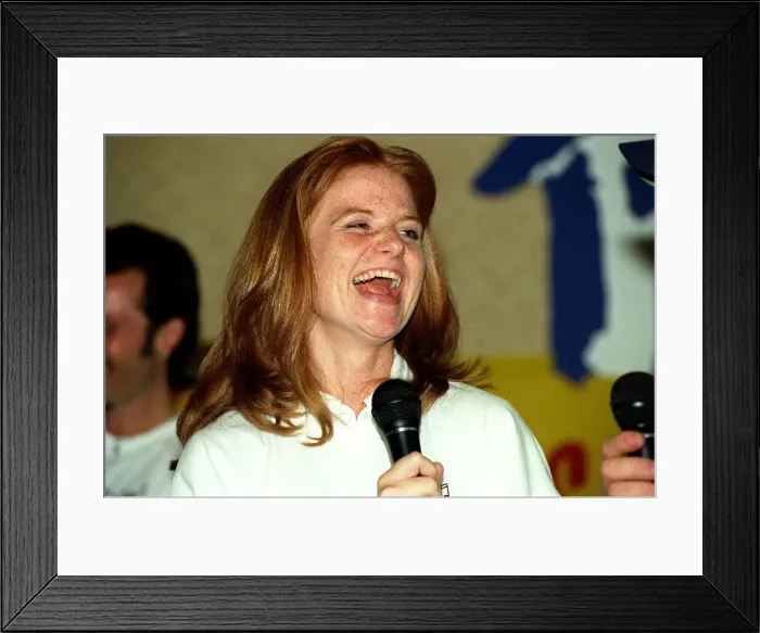 Framed Print : Patsy Palmer Actress June 98 Eastenders actress holding microphone