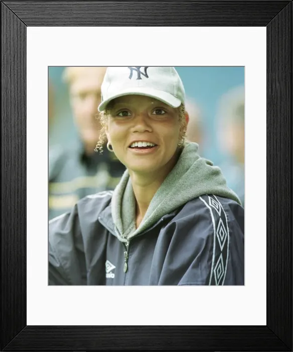 Framed Print : Actress Angela Griffin July 1998 watching the Coronation Street charity match
