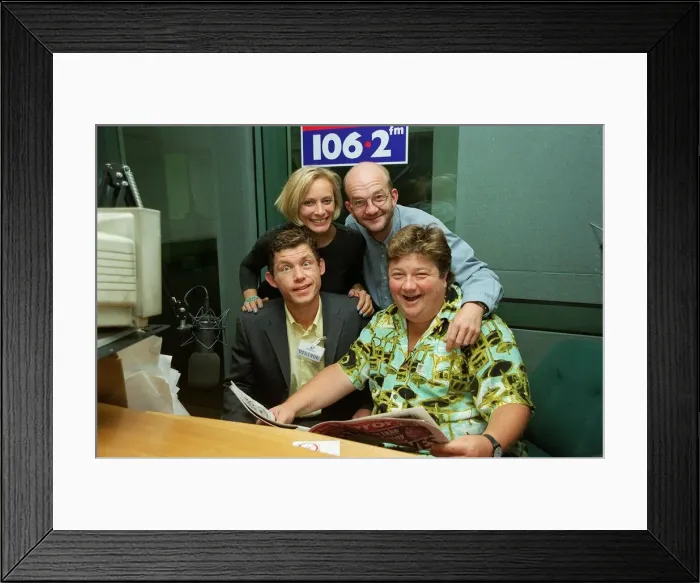 Framed Print : Lee Evans Comedian / Actor October 98 At Heart 106. 2fm radio with presenters Jonathon Framed Print : Lee Evans Comedian / Actor October 98 At Heart 106. 2fm radio with presenters Jonathon
