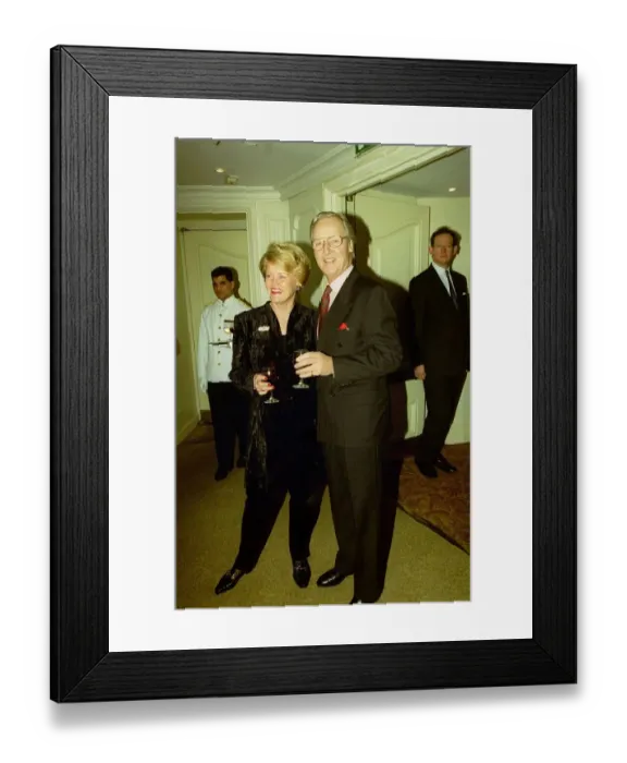 Framed Print : Nicholas Parsons Actor / TV Presenter December 98 With his wife at the Variety Club Framed Print : Nicholas Parsons Actor / TV Presenter December 98 With his wife at the Variety Club