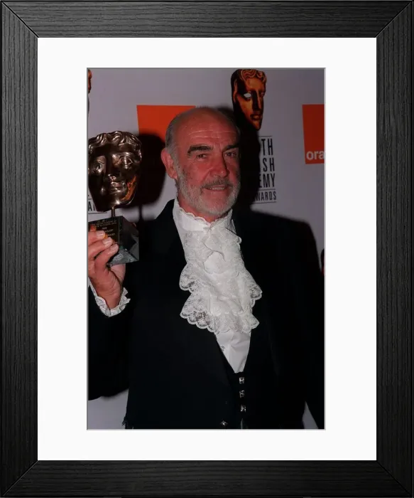 Framed Print : Sean Connery Actor April 98 At the BAFTA awards holding award Framed Print : Sean Connery Actor April 98 At the BAFTA awards holding award