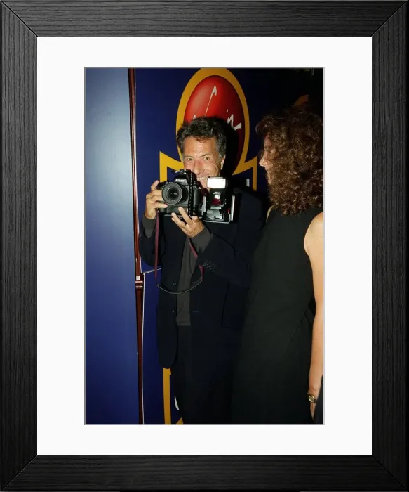 Framed Print : Dustin Hoffman Actor August 98 Holding a camera at the premiere of Lock Stock Framed Print : Dustin Hoffman Actor August 98 Holding a camera at the premiere of Lock Stock
