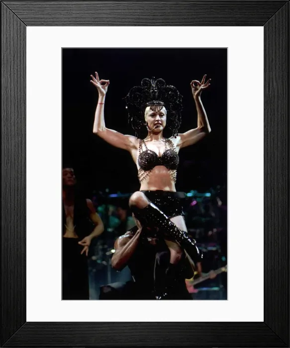 Framed Print : Madonna the singer and actress performing in madison square gardens playing the part of Framed Print : Madonna the singer and actress performing in madison square gardens playing the part of