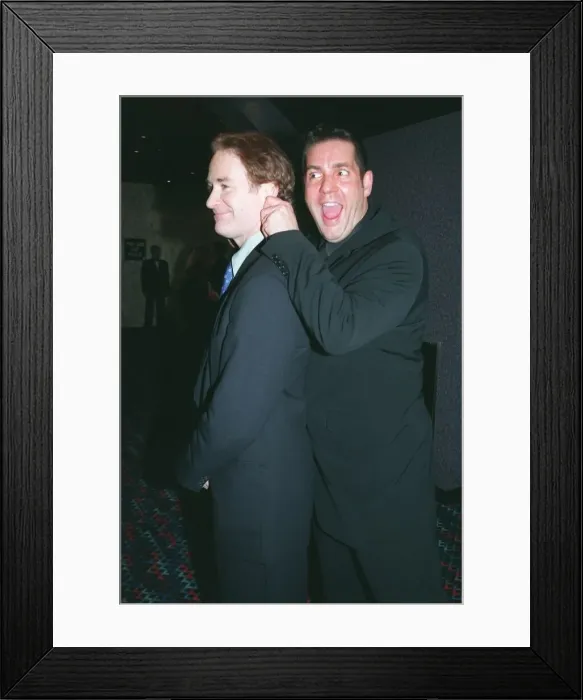 Framed Print : Dale Winton TV Presenter January 1998 with actor Kevin Kline at the Premier of Framed Print : Dale Winton TV Presenter January 1998 with actor Kevin Kline at the Premier of