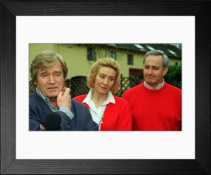 Framed Print : Bill Roache Actor who plays Ken Barlow in the TV Soap Coronation Street with his friend Framed Print : Bill Roache Actor who plays Ken Barlow in the TV Soap Coronation Street with his friend