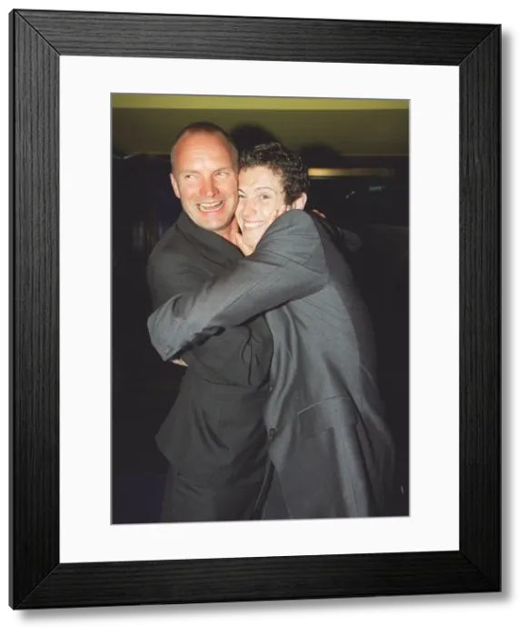Framed Print : Nick Moran with Sting at film premier August 1998 of Lock Stock Framed Print : Nick Moran with Sting at film premier August 1998 of Lock Stock