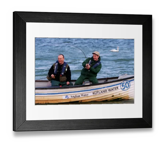 Framed Print : Sean Wilson Actor October 98 Coronation Street actor on small fishing boat on lake