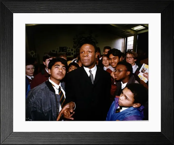 Framed Print : Chris Eubank Boxer who vistied klids of moss side to speak to them about his life