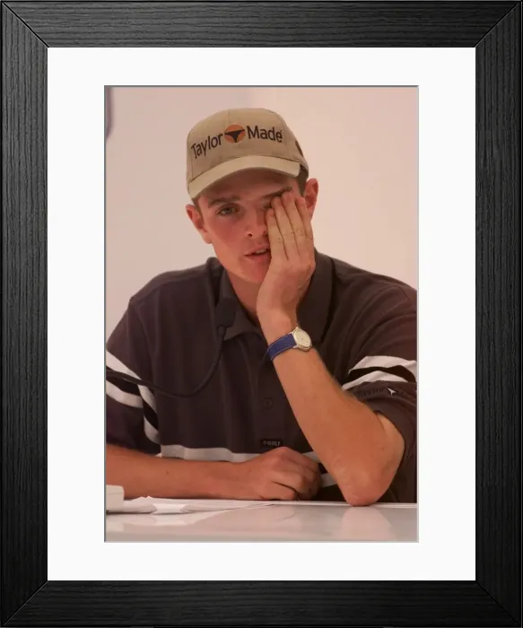 Framed Print : Justin Rose faces the press at Carnoustie before the start of the 128th Golf Open Framed Print : Justin Rose faces the press at Carnoustie before the start of the 128th Golf Open