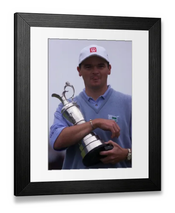 Framed Print : Scotlands Paul Lawrie holding the claret jug after winning the 1999 British Open Framed Print : Scotlands Paul Lawrie holding the claret jug after winning the 1999 British Open