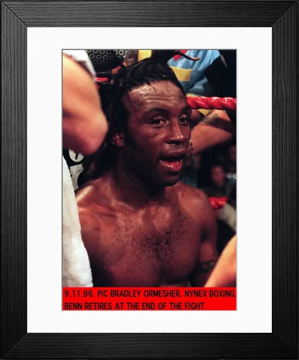 Framed Print : Nigel Benn Boxer after loosing to Steve Collins Boxer sitting back on his stool Framed Print : Nigel Benn Boxer after loosing to Steve Collins Boxer sitting back on his stool