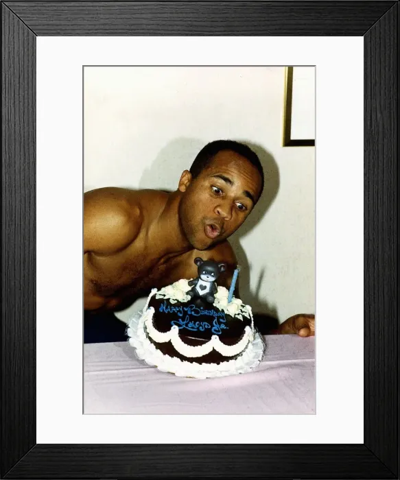 Framed Print : LLoyd Honeyghan Boxing Blowing out candles on cake Framed Print : LLoyd Honeyghan Boxing Blowing out candles on cake