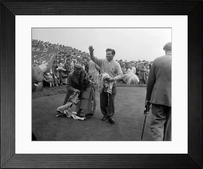 Framed Print : Ryder Cup Great Britain v USA Golf October 1957 Dai Rees acknowleges the gallery Framed Print : Ryder Cup Great Britain v USA Golf October 1957 Dai Rees acknowleges the gallery