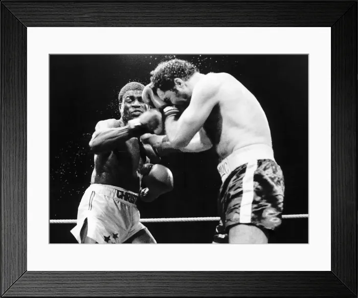 Framed Print : Errol Christie the Coventry middleweight punching Sean Mannion in a boxing ring Framed Print : Errol Christie the Coventry middleweight punching Sean Mannion in a boxing ring